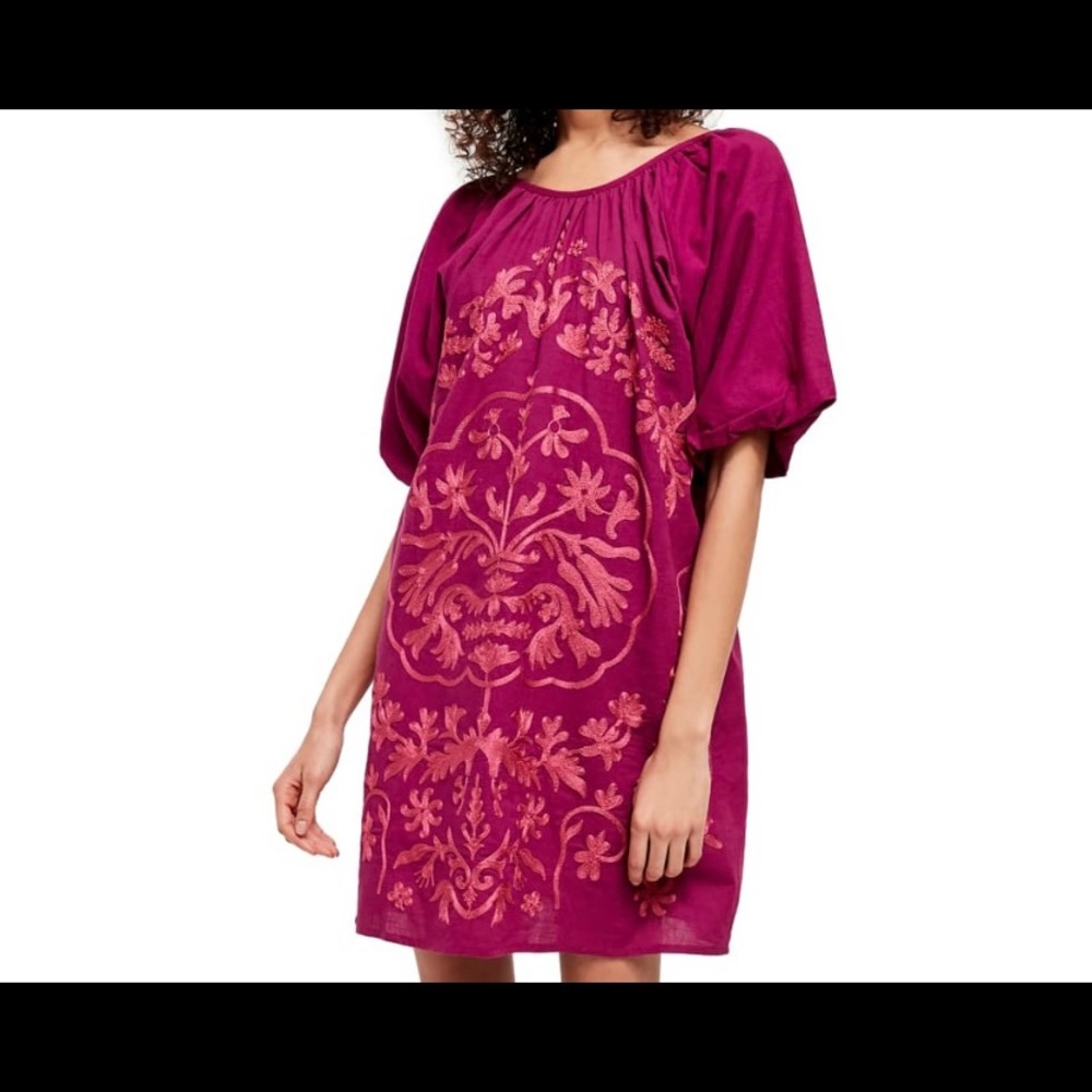 Free people dress embroidered plum NWT